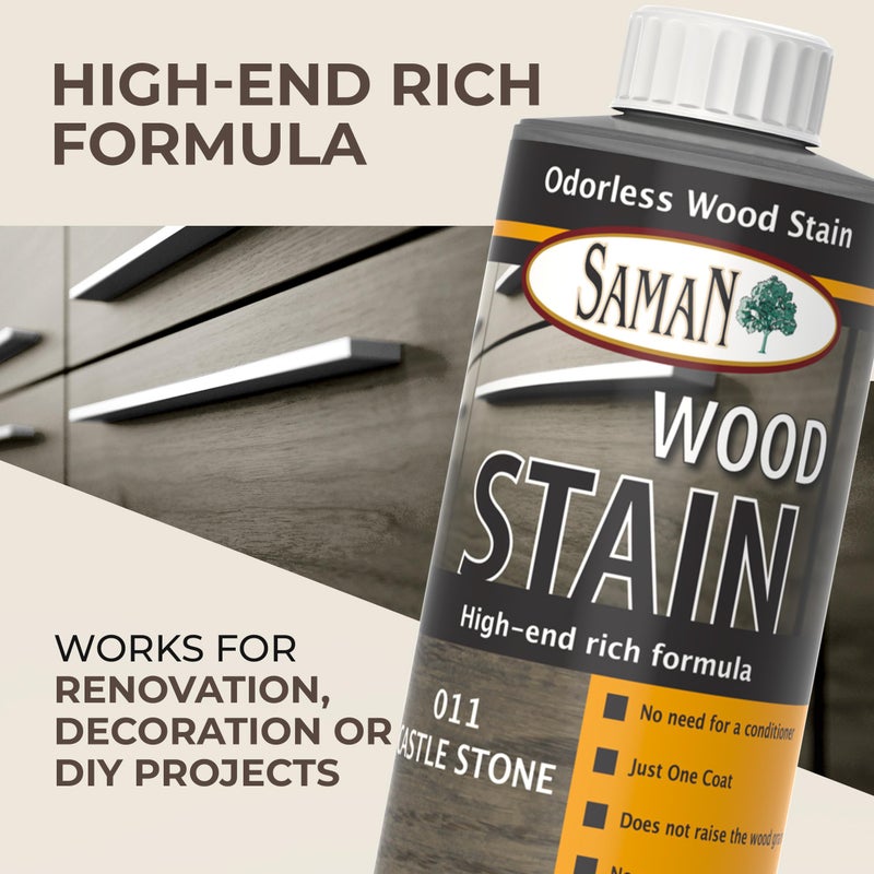 SamaN Interior Water Based Wood Stain - Natural Stain for Furniture, Moldings, Wood Paneling, Cabinets (Castle Stone TEW-011-12, 12 oz) - Image 2